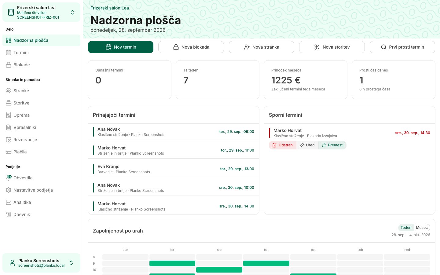 Sporni in prihajajoči termini